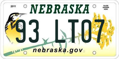 NE license plate 93LT07