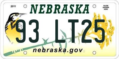 NE license plate 93LT25