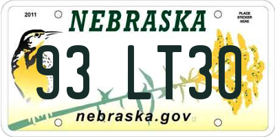 NE license plate 93LT30