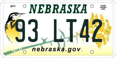 NE license plate 93LT42