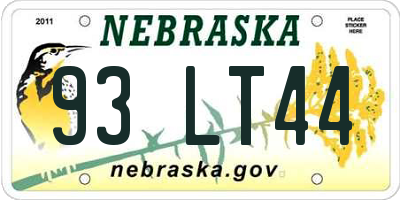NE license plate 93LT44
