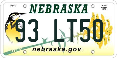NE license plate 93LT50