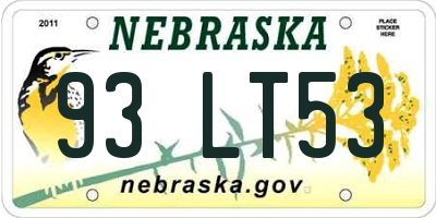 NE license plate 93LT53