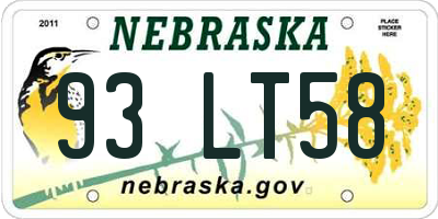 NE license plate 93LT58