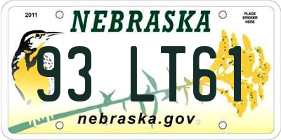 NE license plate 93LT61