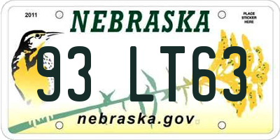 NE license plate 93LT63