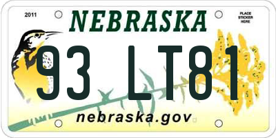 NE license plate 93LT81