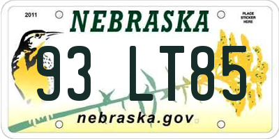 NE license plate 93LT85