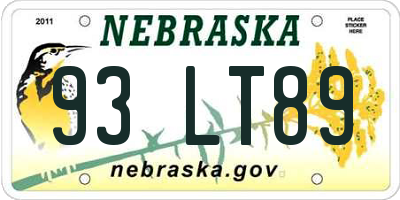 NE license plate 93LT89