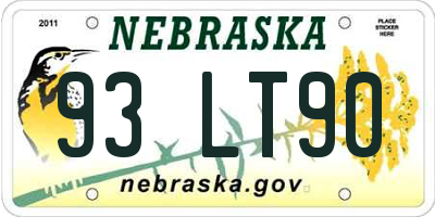 NE license plate 93LT90