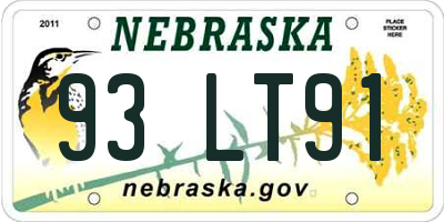 NE license plate 93LT91