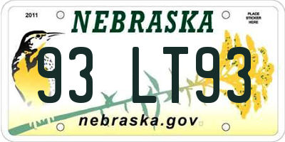 NE license plate 93LT93