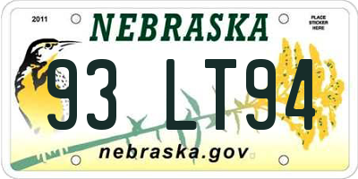 NE license plate 93LT94