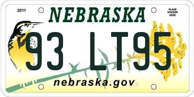 NE license plate 93LT95