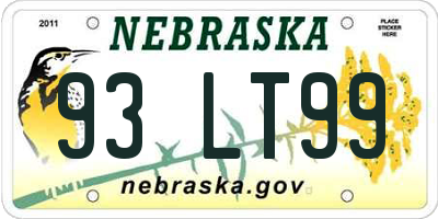 NE license plate 93LT99
