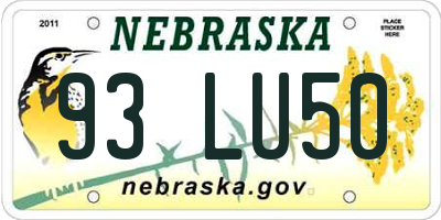NE license plate 93LU50