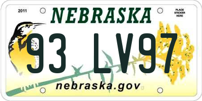 NE license plate 93LV97