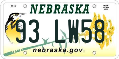 NE license plate 93LW58