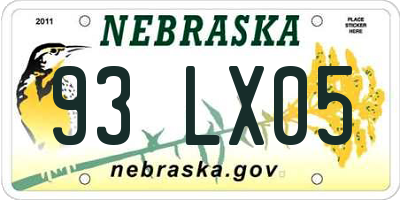 NE license plate 93LX05
