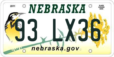 NE license plate 93LX36