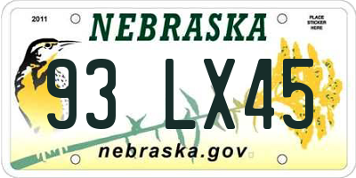 NE license plate 93LX45