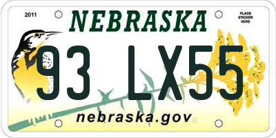 NE license plate 93LX55
