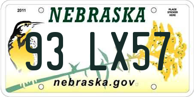 NE license plate 93LX57