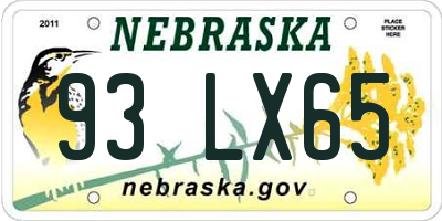 NE license plate 93LX65