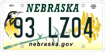 NE license plate 93LZ04