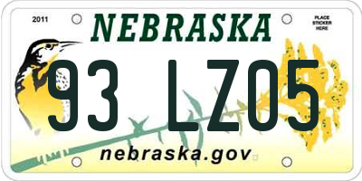 NE license plate 93LZ05