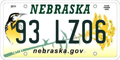 NE license plate 93LZ06