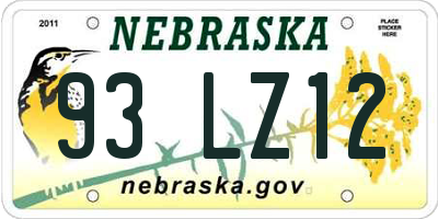 NE license plate 93LZ12