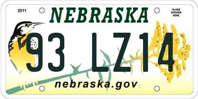 NE license plate 93LZ14