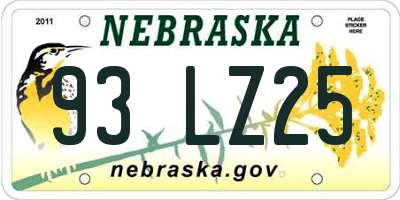 NE license plate 93LZ25