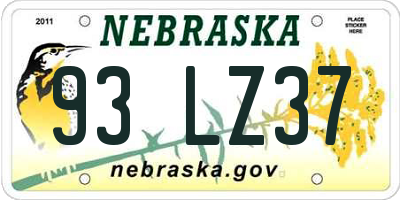 NE license plate 93LZ37