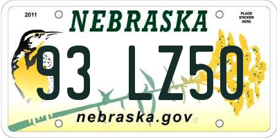 NE license plate 93LZ50