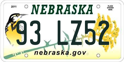 NE license plate 93LZ52