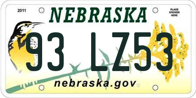 NE license plate 93LZ53