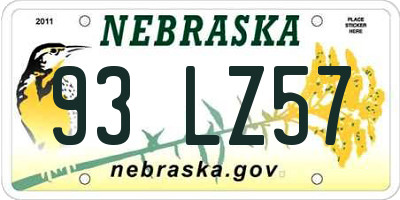 NE license plate 93LZ57