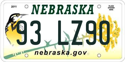 NE license plate 93LZ90