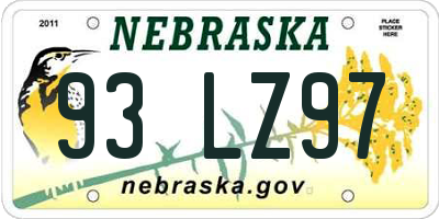 NE license plate 93LZ97