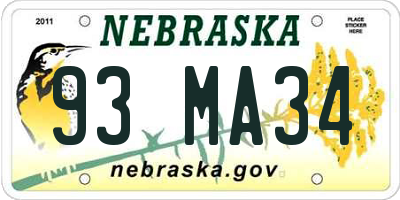 NE license plate 93MA34