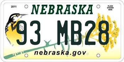 NE license plate 93MB28