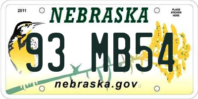 NE license plate 93MB54