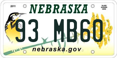 NE license plate 93MB60