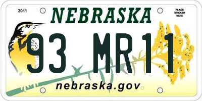 NE license plate 93MR11