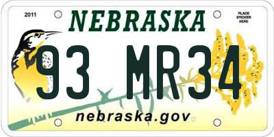 NE license plate 93MR34
