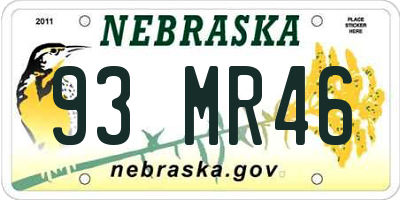 NE license plate 93MR46