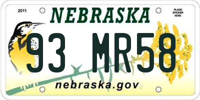 NE license plate 93MR58