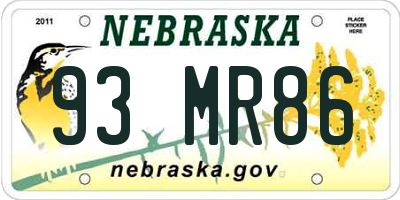 NE license plate 93MR86
